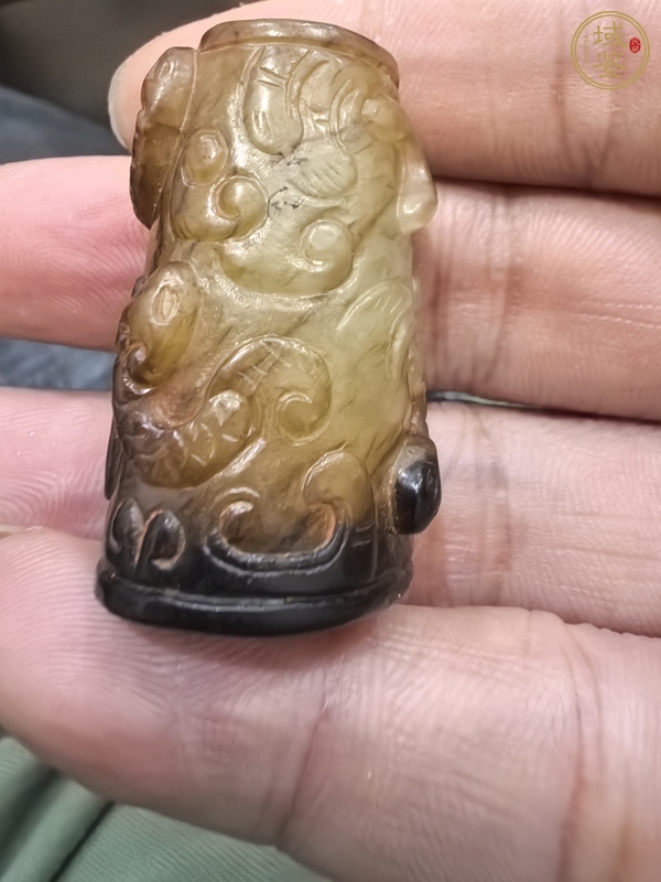古玩玉器仿古螭龍勒子真品鑒賞圖