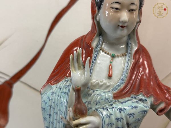 古玩陶瓷民國 茂記生造觀音擺件真品鑒賞圖