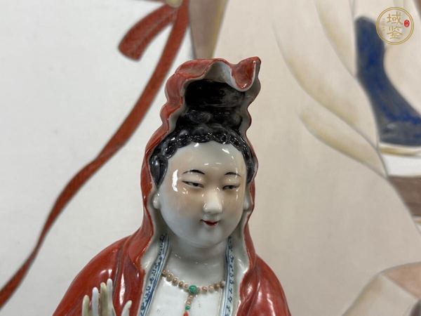 古玩陶瓷民國 茂記生造觀音擺件真品鑒賞圖