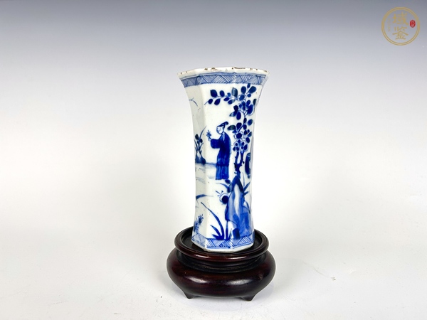 古玩陶瓷清康熙·青花人物故事六方瓶真品鑒賞圖