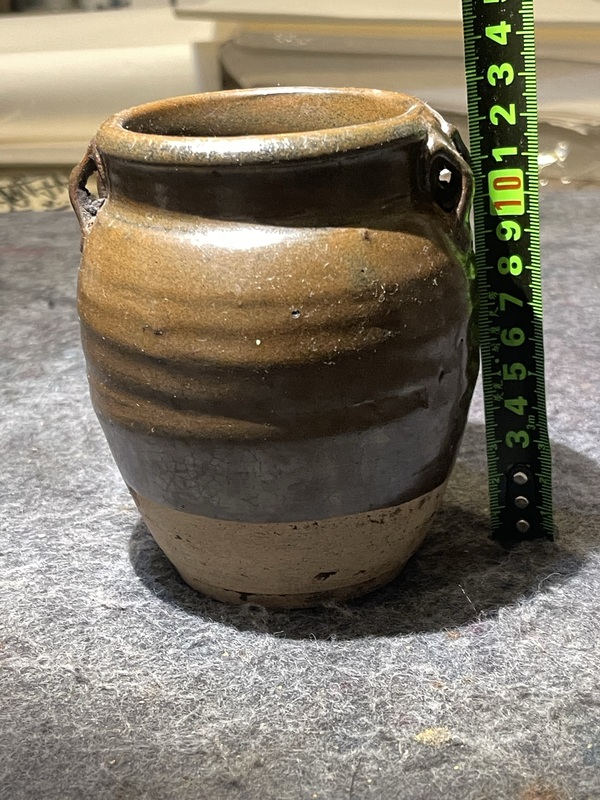 古玩陶瓷醬釉四系罐拍賣，當(dāng)前價格220元