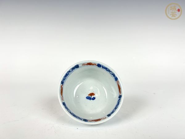 古玩陶瓷清康熙·青花礬紅花鳥杯碟真品鑒賞圖