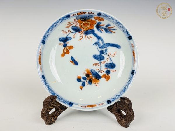古玩清康熙·青花礬紅花鳥杯碟真品鑒賞圖