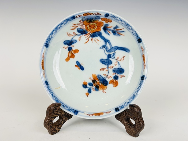 古玩陶瓷清康熙·青花礬紅描金花鳥(niǎo)杯碟拍賣，當(dāng)前價(jià)格2000元