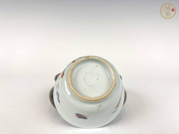 古玩陶瓷清康熙·青花礬紅花鳥(niǎo)杯碟真品鑒賞圖