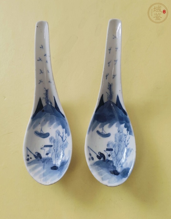 古玩陶瓷青花山水紋調(diào)羹真品鑒賞圖