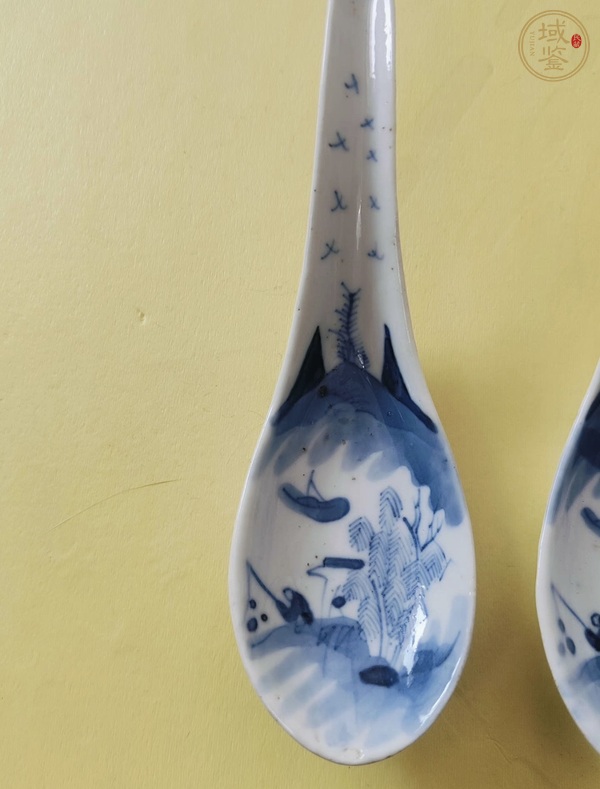 古玩陶瓷青花山水紋調(diào)羹真品鑒賞圖