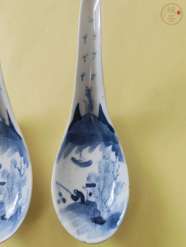 古玩陶瓷青花山水紋調(diào)羹真品鑒賞圖