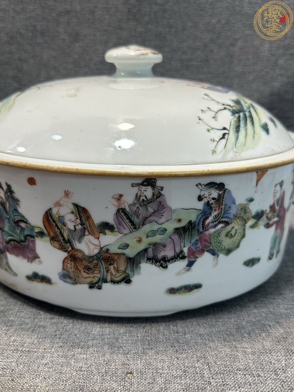 古玩陶瓷清同治 粉彩人物紋品鍋真品鑒賞圖