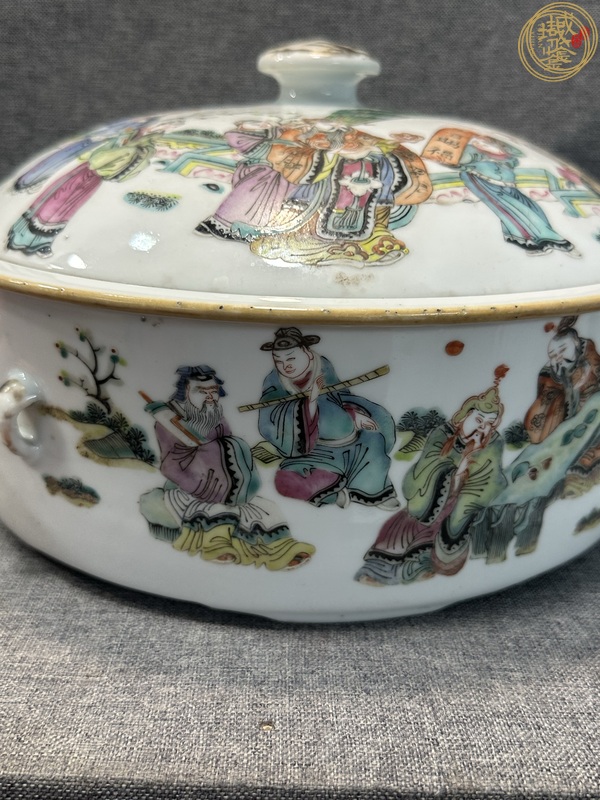 古玩陶瓷清同治 粉彩人物紋品鍋真品鑒賞圖