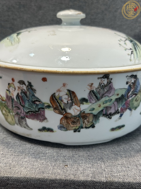 古玩陶瓷清同治 粉彩人物紋品鍋真品鑒賞圖