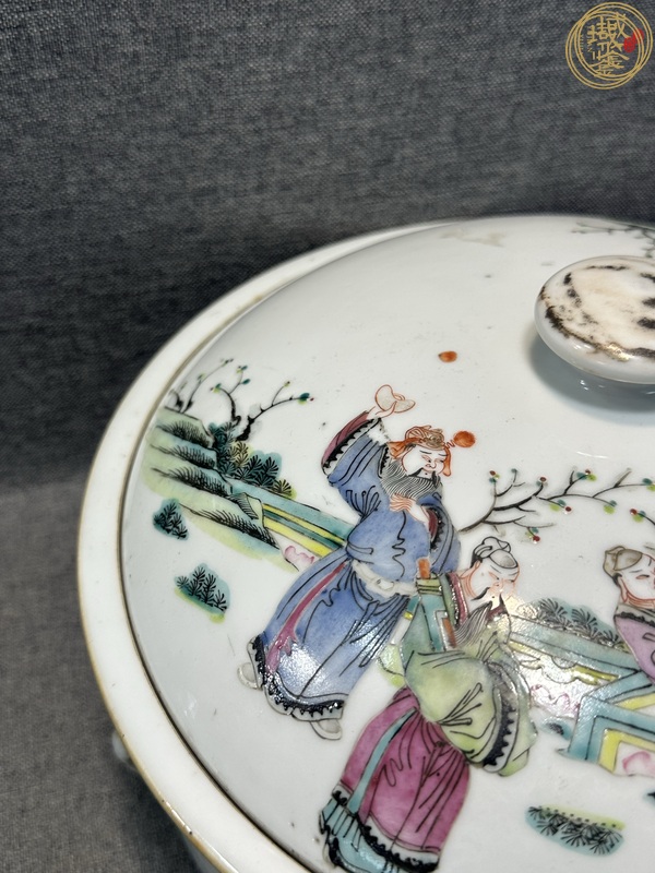 古玩陶瓷清同治 粉彩人物紋品鍋真品鑒賞圖