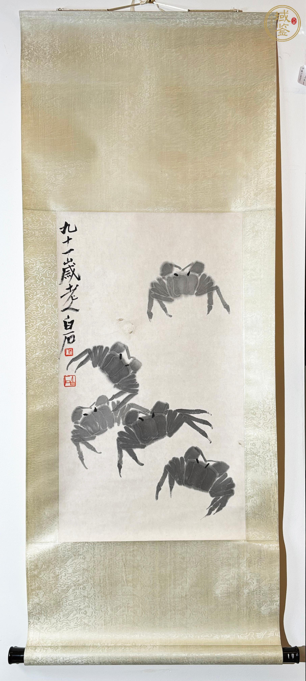 古玩字畫(huà)齊白石款《墨蟹圖》真品鑒賞圖