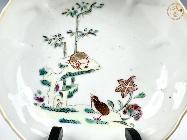 古玩陶瓷清雍正·粉彩描金安居樂業(yè)花口盤真品鑒賞圖