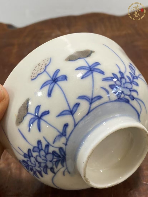 古玩陶瓷民國青花釉里紅蓋碗真品鑒賞圖