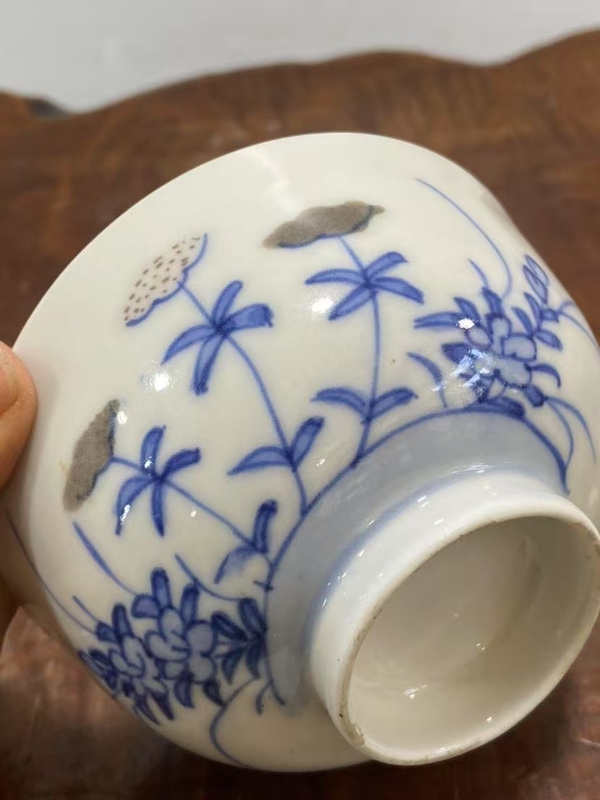 古玩陶瓷晚清民國青花釉里紅蓋碗拍賣，當前價格298元