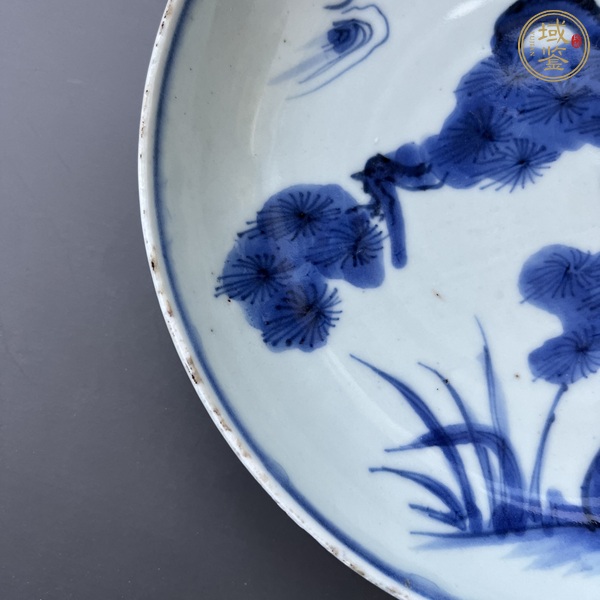 古玩陶瓷青花松鶴紋盤真品鑒賞圖