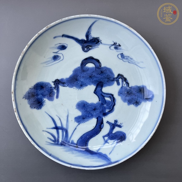 古玩陶瓷青花松鶴紋盤真品鑒賞圖