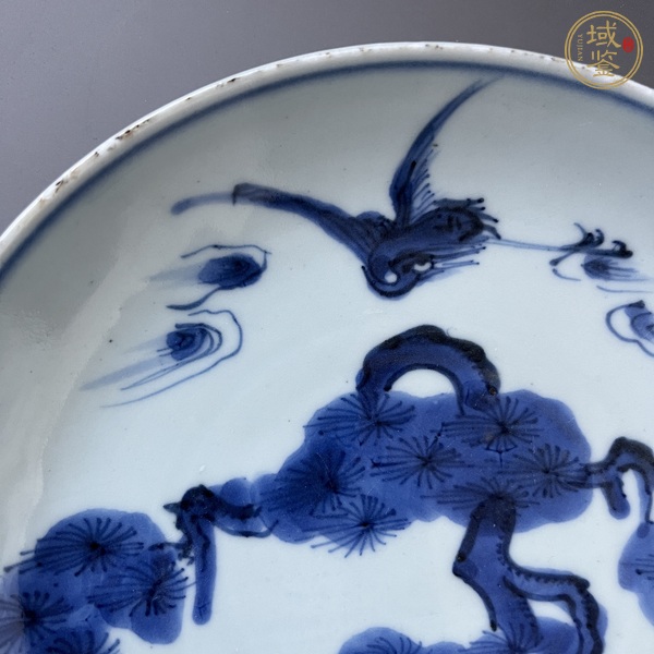 古玩陶瓷青花松鶴紋盤真品鑒賞圖