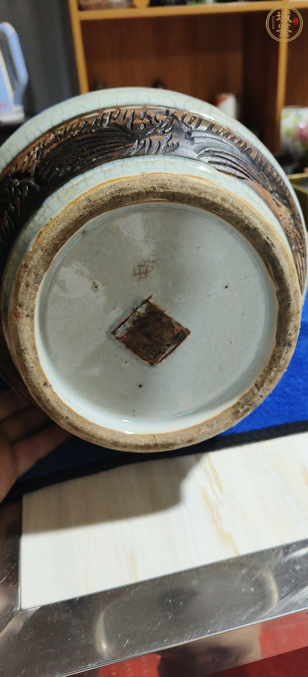 古玩陶瓷哥釉地鐵銹釉青花琵琶尊真品鑒賞圖