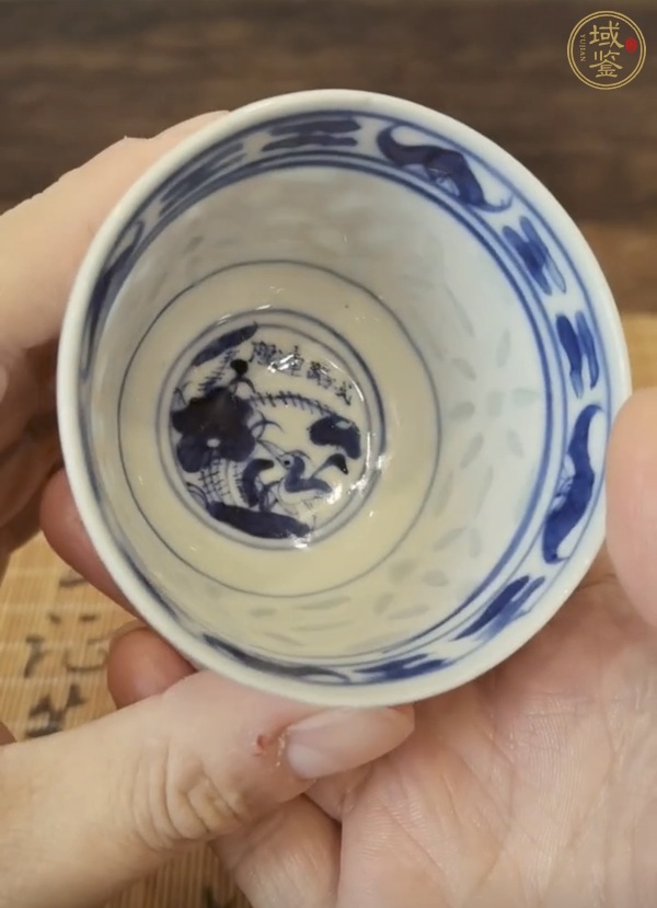 古玩一路連升玲瓏瓷青花杯真品鑒賞圖