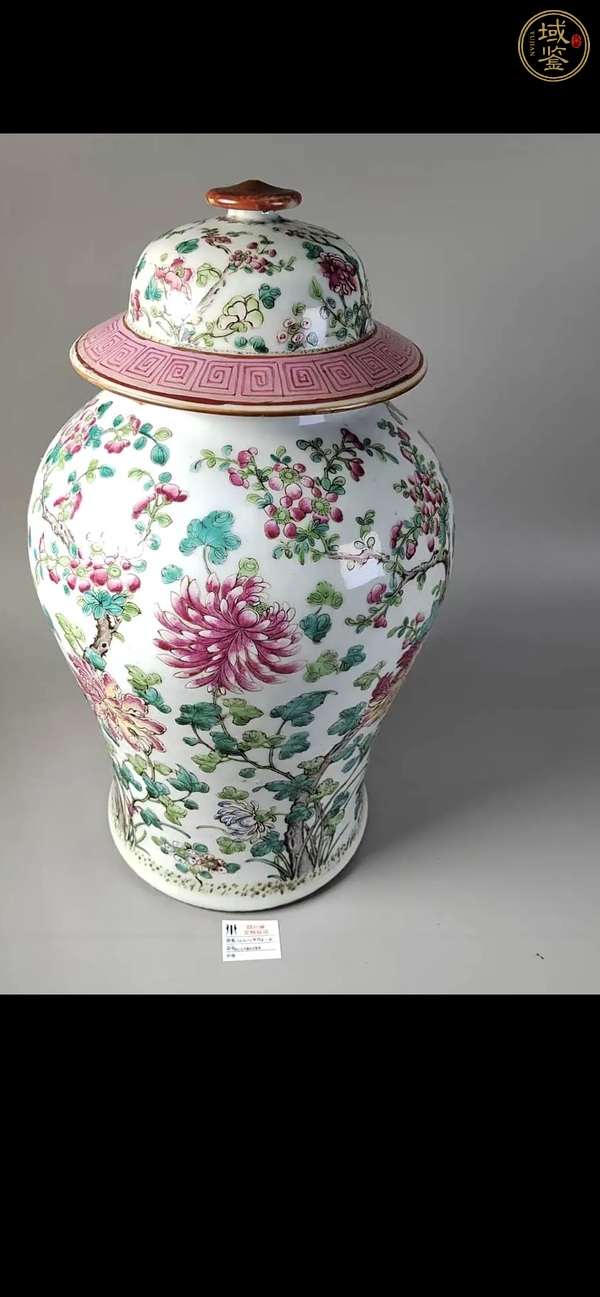 古玩陶瓷粉彩花卉紋將軍罐真品鑒賞圖