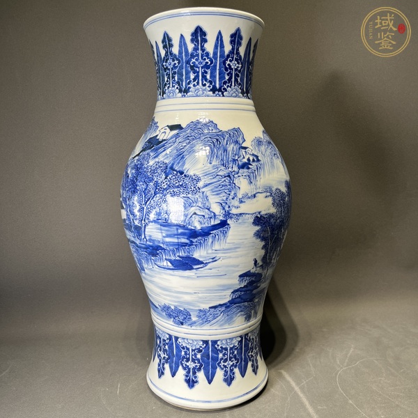 古玩陶瓷青花山水紋瓶真品鑒賞圖