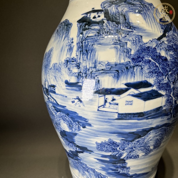 古玩陶瓷青花山水紋瓶真品鑒賞圖