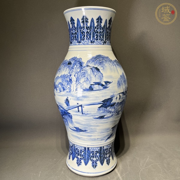 古玩陶瓷青花山水紋瓶真品鑒賞圖