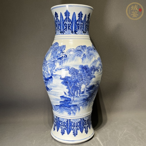 古玩陶瓷青花山水紋瓶真品鑒賞圖