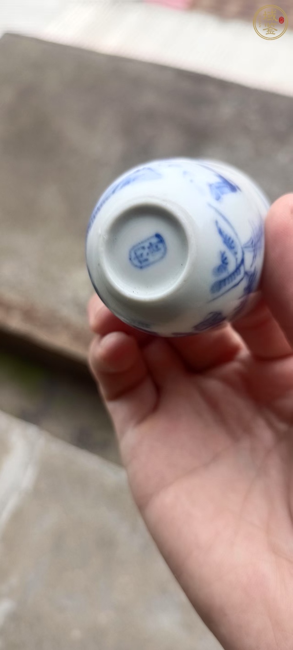 古玩陶瓷青花人物故事紋杯，模糊，偏老真品鑒賞圖