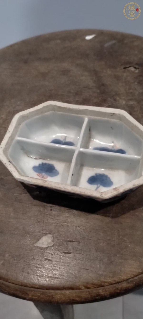 古玩陶瓷青花加彩調(diào)色盒真品鑒賞圖