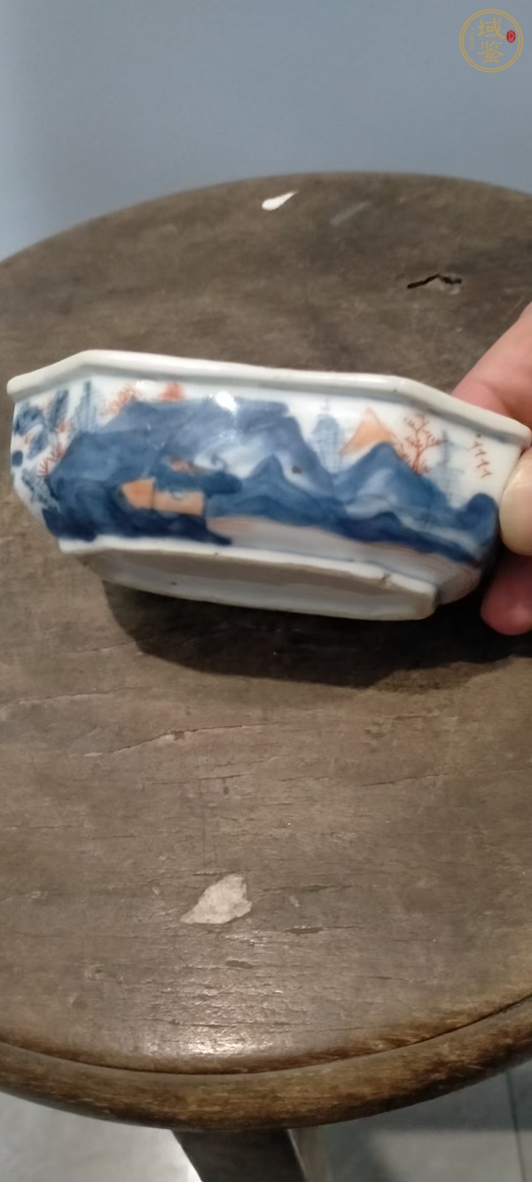 古玩陶瓷青花加彩調(diào)色盒真品鑒賞圖