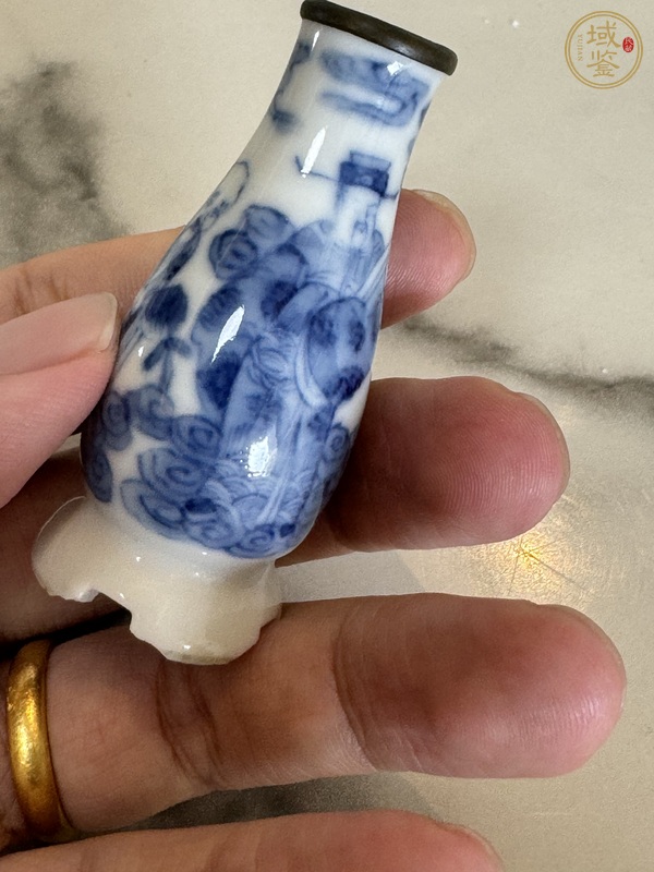 古玩陶瓷清光緒青花福祿壽三星紋小花插真品鑒賞圖