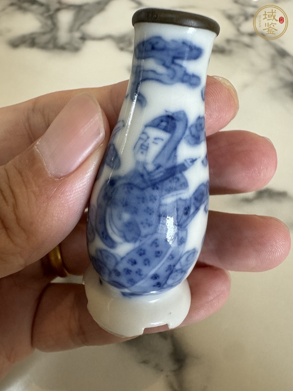 古玩陶瓷清光緒青花福祿壽三星紋小花插真品鑒賞圖