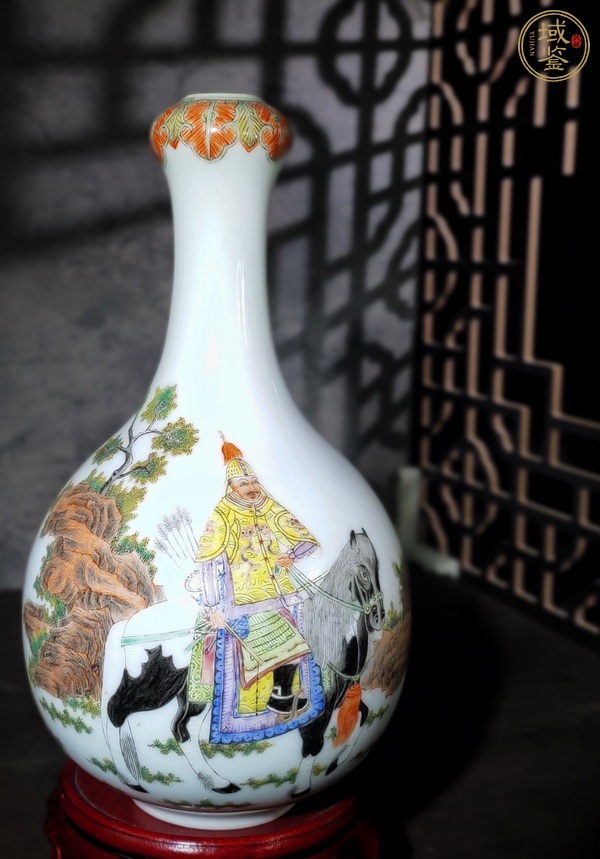 古玩陶瓷琺瑯彩人物故事蒜頭瓶真品鑒賞圖