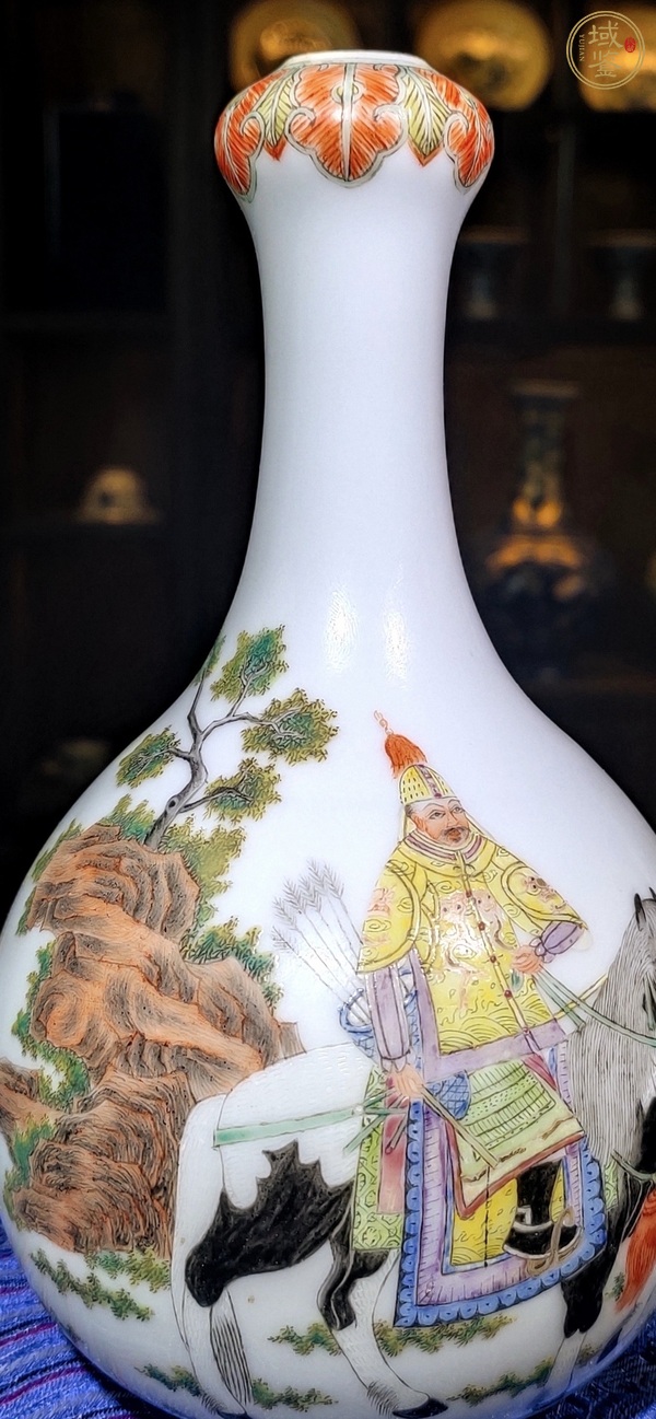 古玩陶瓷琺瑯彩人物故事蒜頭瓶真品鑒賞圖