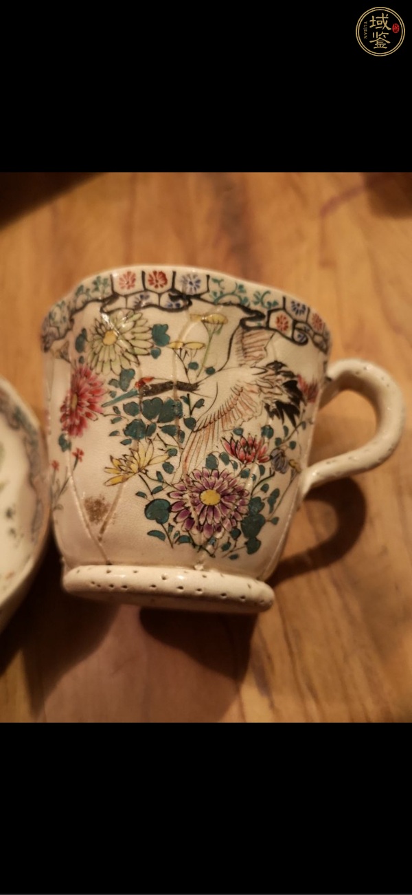 古玩陶瓷鶴紋杯盤真品鑒賞圖