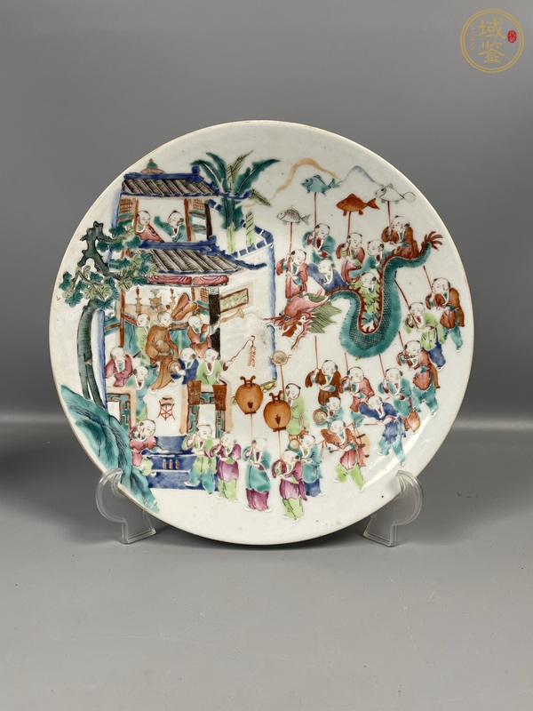 古玩陶瓷粉彩百子鬧春盤真品鑒賞圖