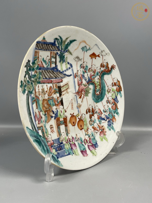 古玩陶瓷粉彩百子鬧春盤真品鑒賞圖