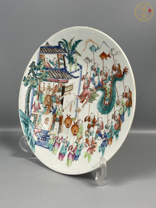 古玩陶瓷粉彩百子鬧春盤真品鑒賞圖