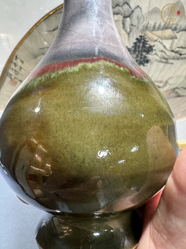古玩陶瓷窯變釉錐把瓶真品鑒賞圖