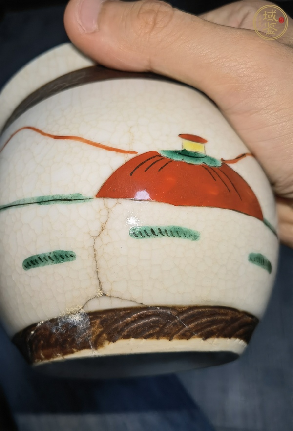 古玩陶瓷哥釉地鐵銹釉五彩刀馬人缸真品鑒賞圖