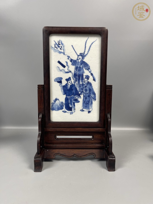 古玩陶瓷青花人物故事紋瓷板真品鑒賞圖