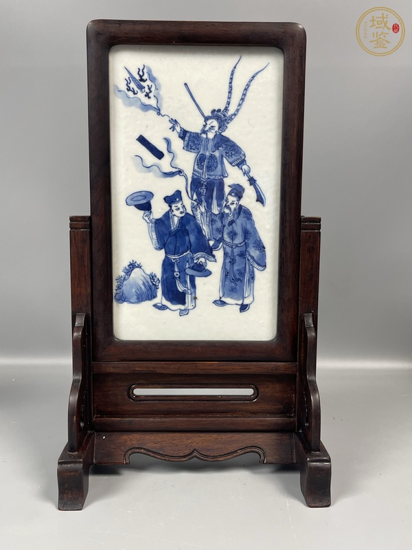 古玩陶瓷青花人物故事紋瓷板真品鑒賞圖