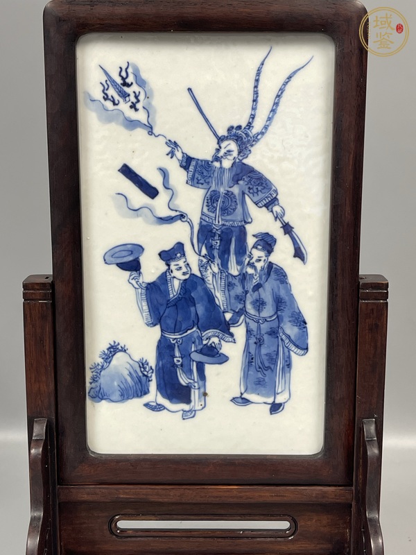 古玩陶瓷青花人物故事紋瓷板真品鑒賞圖
