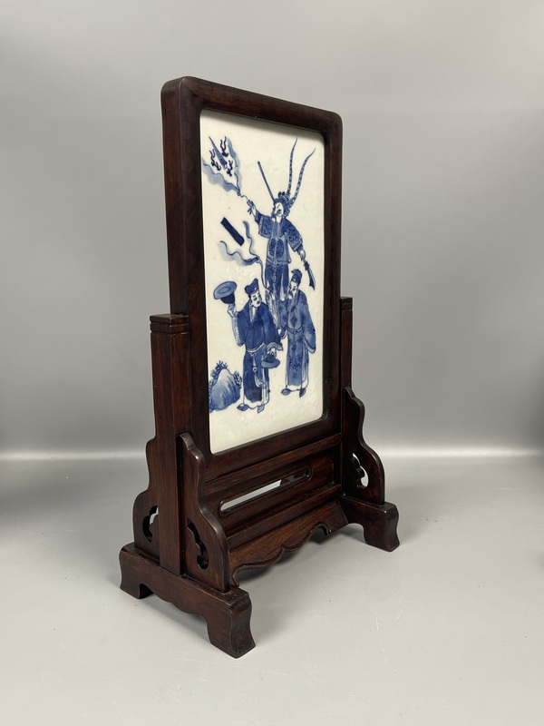 古玩陶瓷清道光青花人物故事紋瓷板拍賣，當(dāng)前價格9800元