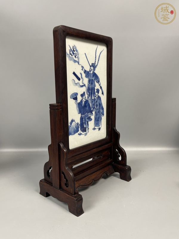 古玩陶瓷青花人物故事紋瓷板真品鑒賞圖