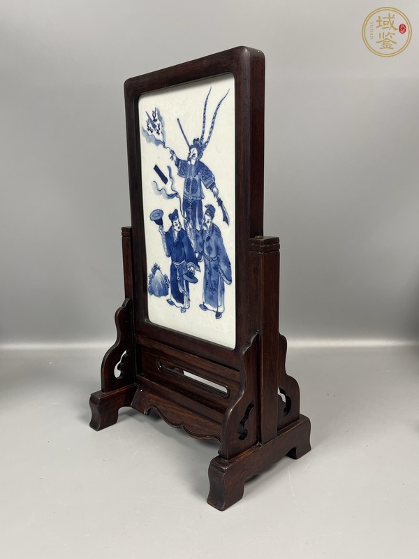 古玩陶瓷青花人物故事紋瓷板真品鑒賞圖