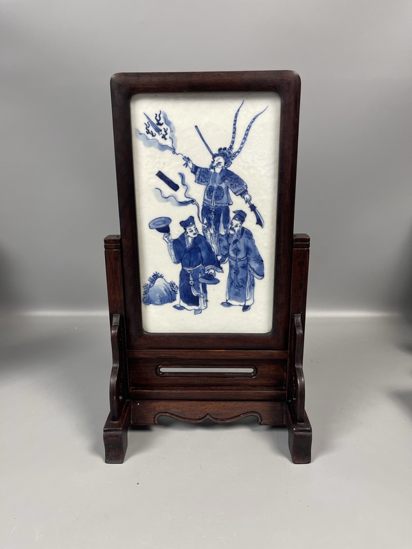 古玩陶瓷清道光青花人物故事紋瓷板拍賣，當(dāng)前價格9800元